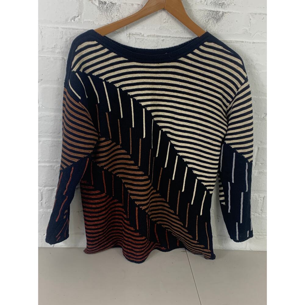 Nic + Zoe Women's Ribbed Knit Stripe Pullover Sweater Long Sleeve Multi Size M